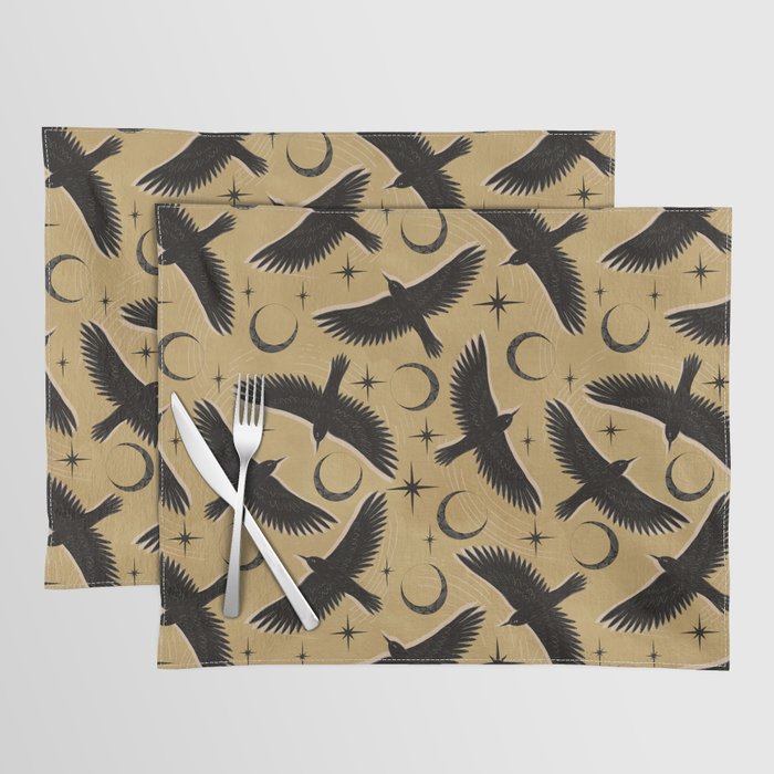 Raven with Shadow Yellow  Placemat Gallery Image 1
