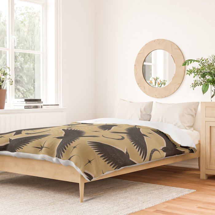 Raven with Shadow Yellow  Duvet Cover Gallery Image 2