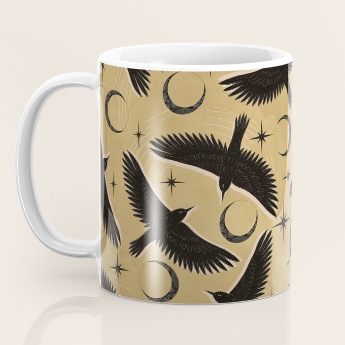 Raven with Shadow Yellow  Coffee Mug Gallery Image 3