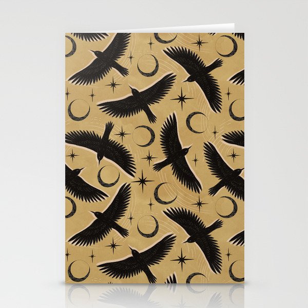 Raven with Shadow Yellow  Stationery Card Gallery Image 2