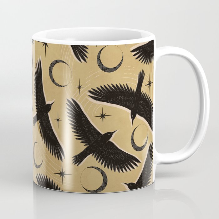 Raven with Shadow Yellow  Coffee Mug Gallery Image 1