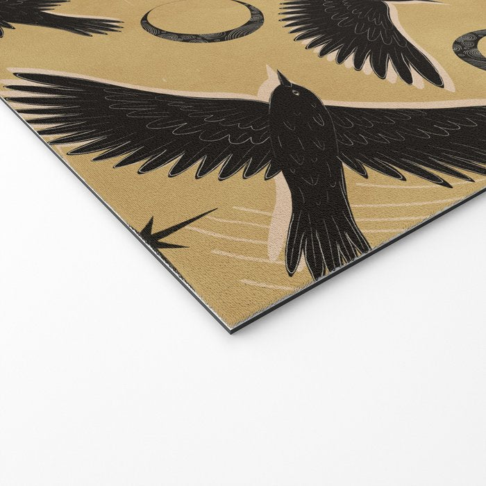 Raven with Shadow Yellow  Welcome Mat Gallery Image 2