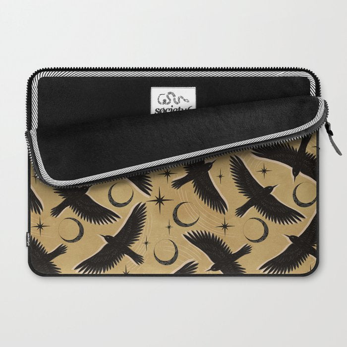 Raven with Shadow Yellow  Laptop Sleeve Gallery Image 2