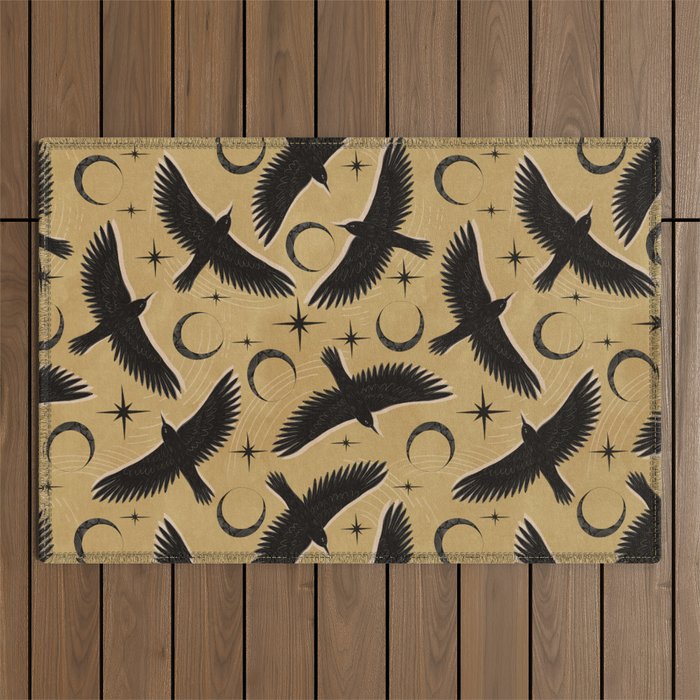Raven with Shadow Yellow  Outdoor Rug Gallery Image 1