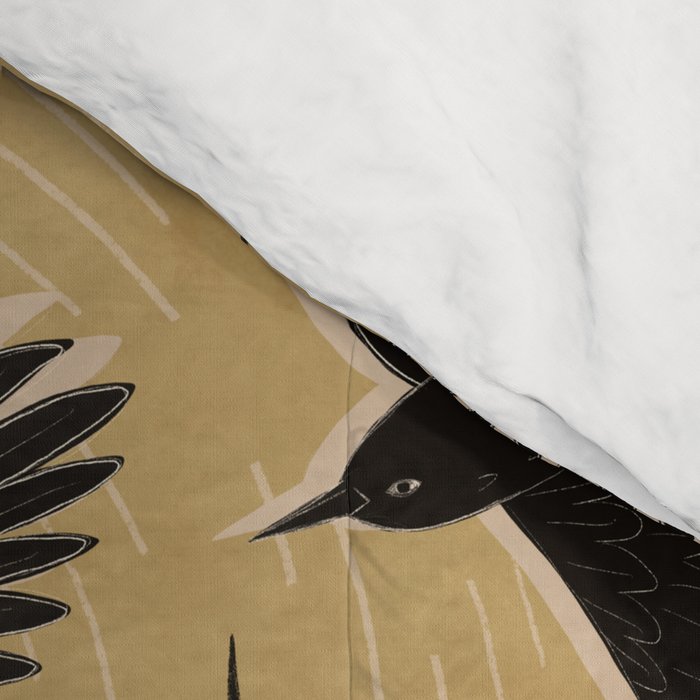 Raven with Shadow Yellow  Comforter Gallery Image 4