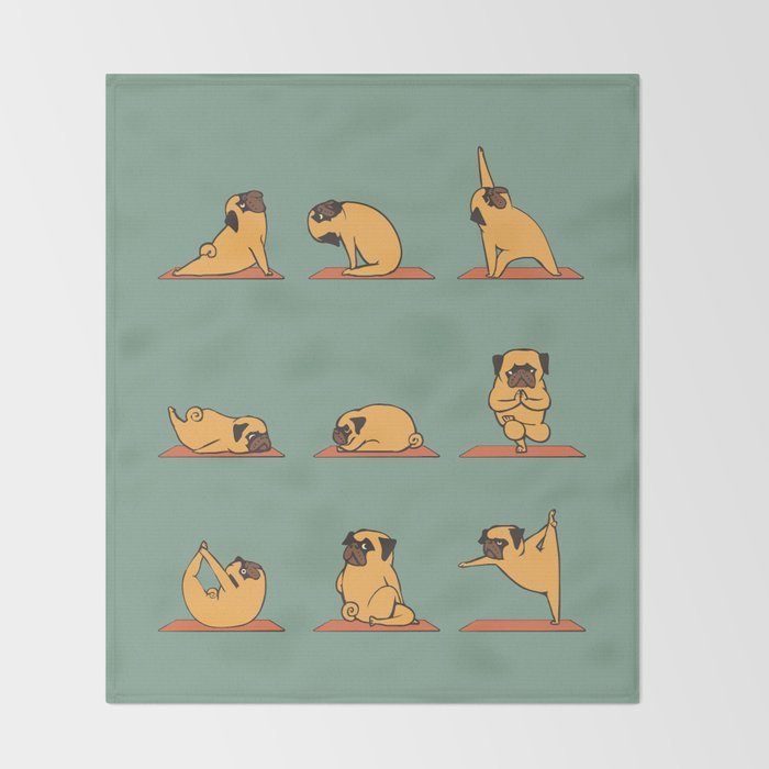 Pug Yoga Throw Blanket Gallery Image 2