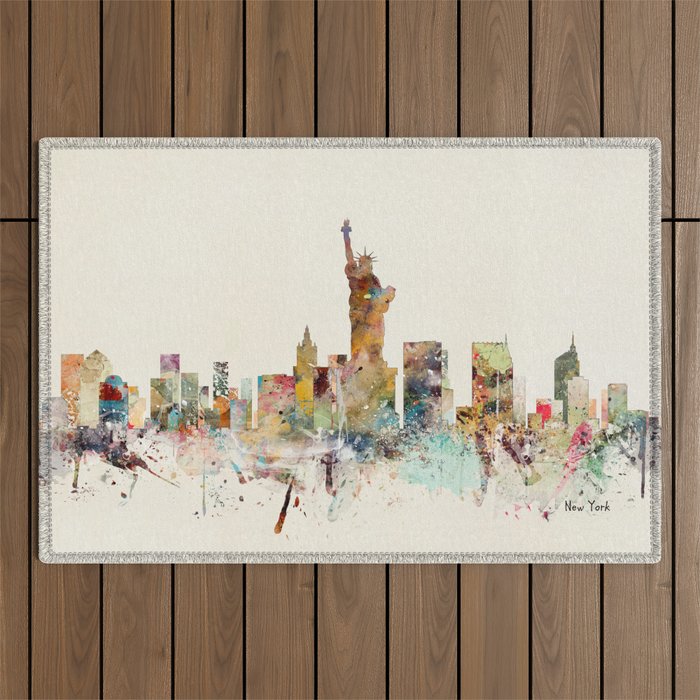 new york city skyline Outdoor Rug Gallery Image 1