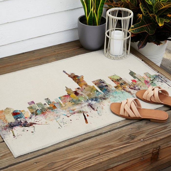 new york city skyline Outdoor Rug Gallery Image 2