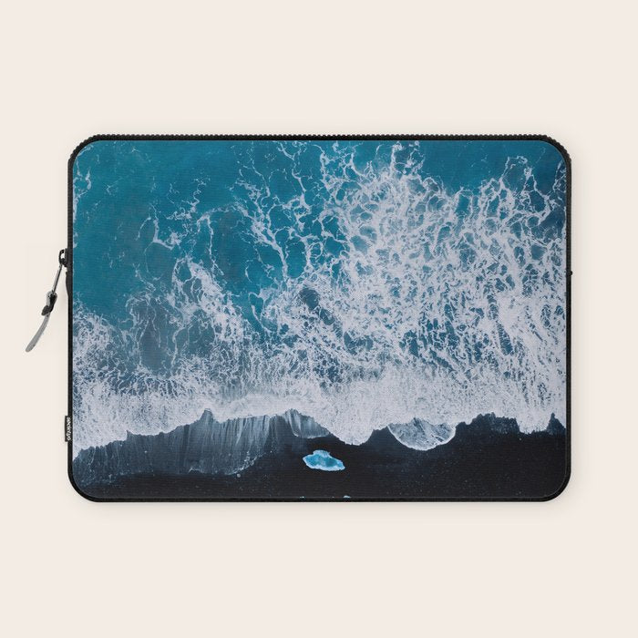 Minimalist Waves On A Beach In Iceland Laptop Sleeve Gallery Image 1
