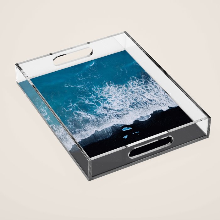 Minimalist Waves On A Beach In Iceland Acrylic Tray Gallery Image 1