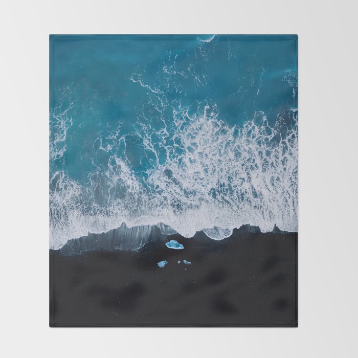 Minimalist Waves On A Beach In Iceland Throw Blanket Gallery Image 2