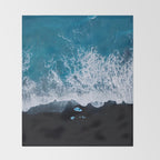 Minimalist Waves On A Beach In Iceland Throw Blanket Gallery Image 2