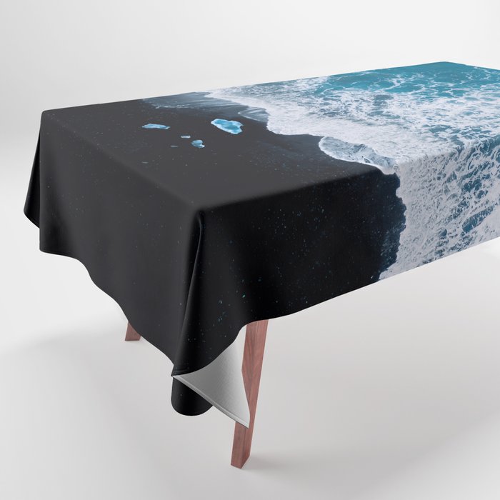 Minimalist Waves On A Beach In Iceland Tablecloth Gallery Image 1