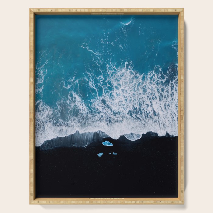 Minimalist Waves On A Beach In Iceland Serving Tray Gallery Image 1