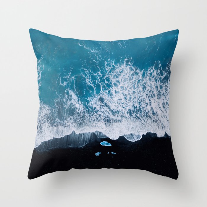 Minimalist Waves On A Beach In Iceland Throw Pillow Gallery Image 1