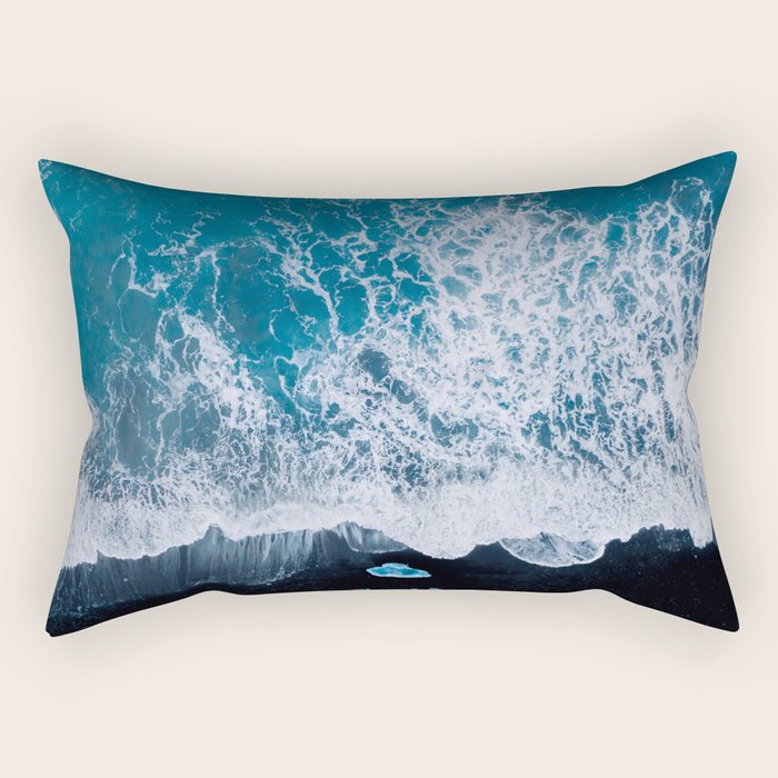 Minimalist Waves On A Beach In Iceland Rectangular Pillow Gallery Image 1
