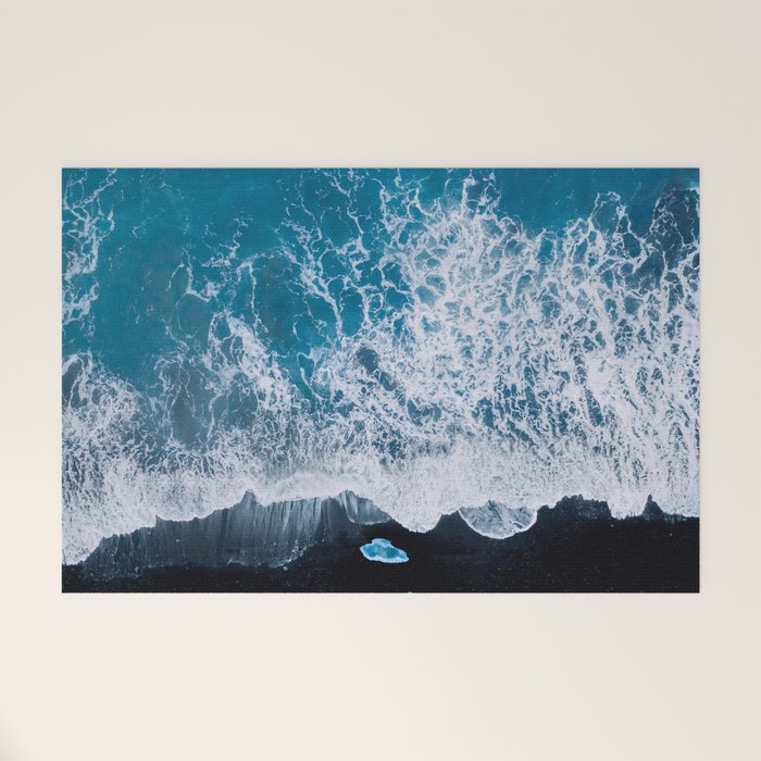Minimalist Waves On A Beach In Iceland Welcome Mat Gallery Image 1