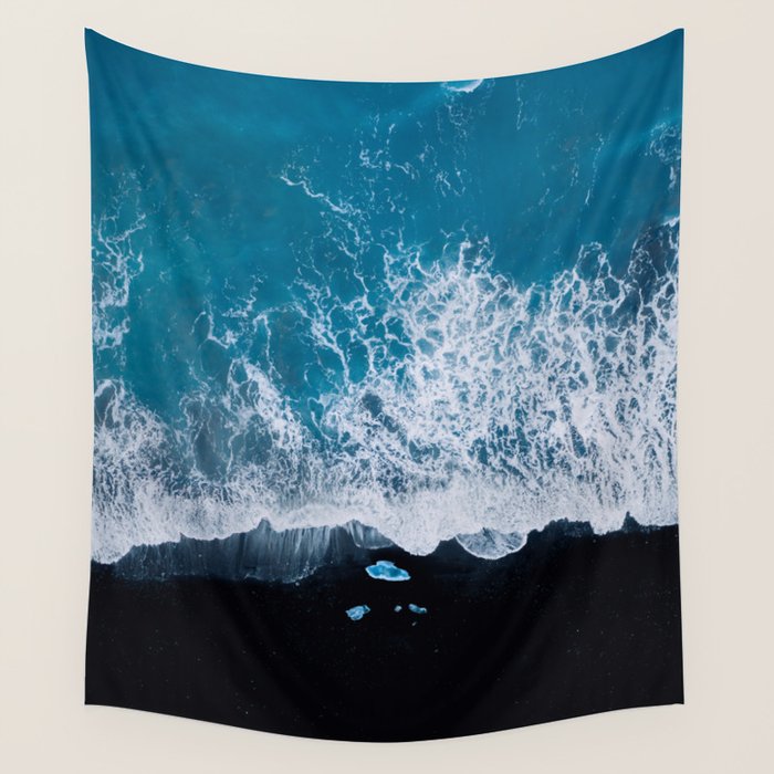 Minimalist Waves On A Beach In Iceland Wall Tapestry Gallery Image 4