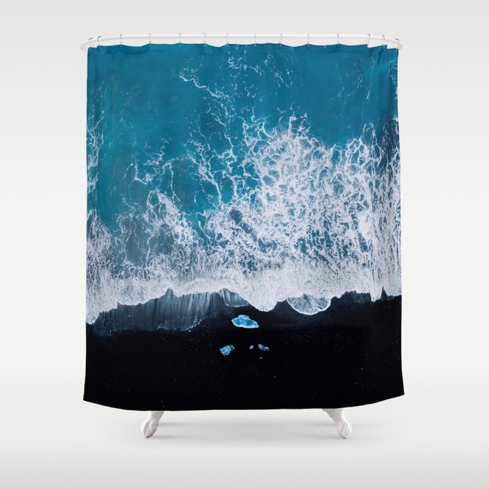 Minimalist Waves On A Beach In Iceland Shower Curtain Gallery Image 1