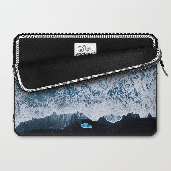 Minimalist Waves On A Beach In Iceland Laptop Sleeve Gallery Image 2