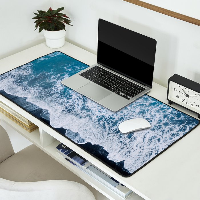 Minimalist Waves On A Beach In Iceland Desk Mat Gallery Image 2
