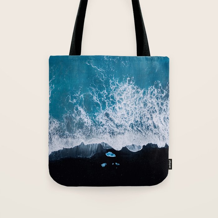 Minimalist Waves On A Beach In Iceland Tote Bag Gallery Image 1