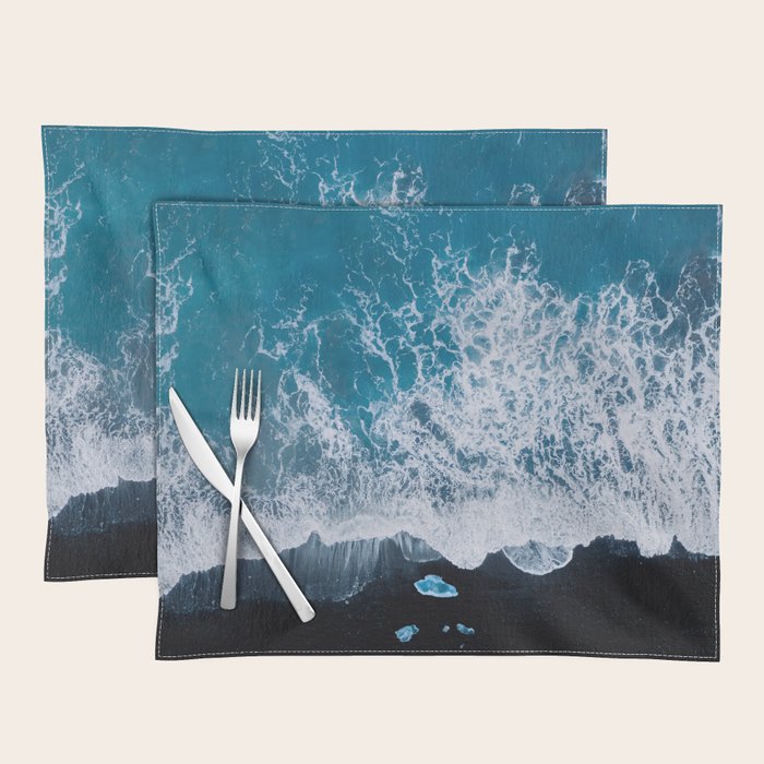 Minimalist Waves On A Beach In Iceland Placemat Gallery Image 1