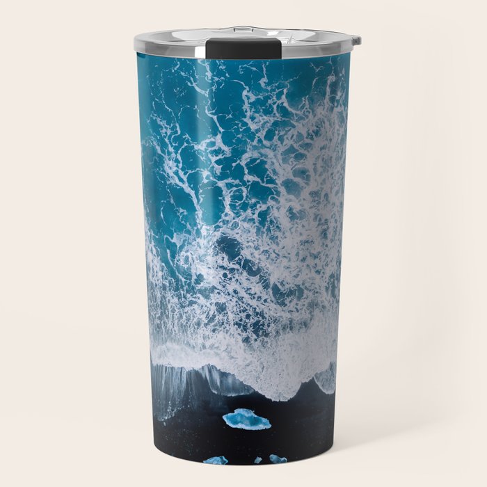 Minimalist Waves On A Beach In Iceland Travel Mug Gallery Image 1