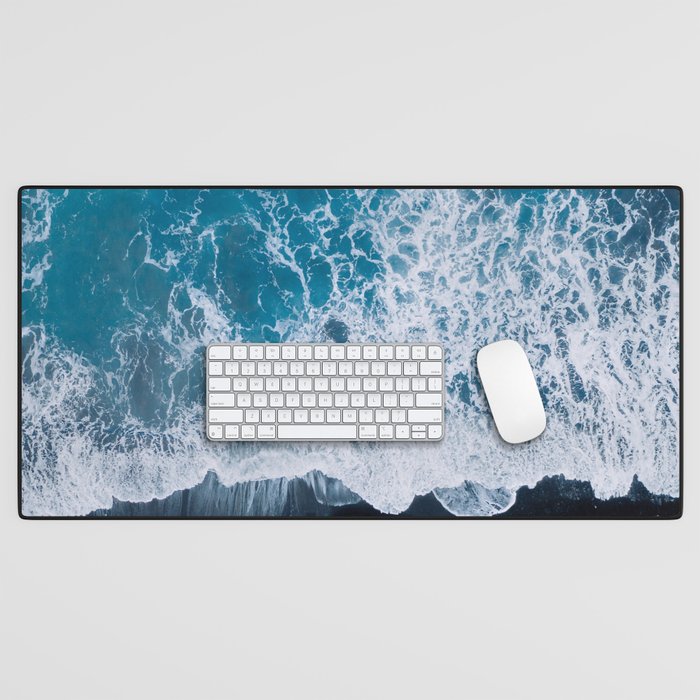 Minimalist Waves On A Beach In Iceland Desk Mat Gallery Image 1