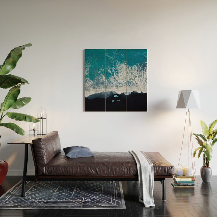 Minimalist Waves On A Beach In Iceland Wood Wall Art Gallery Image 2