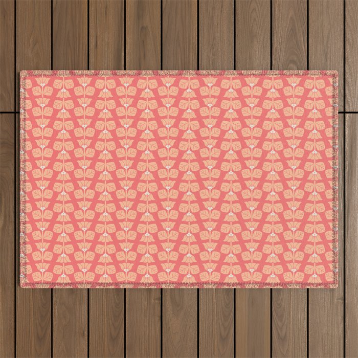 Retro Peach Blossoms Pattern Outdoor Rug Gallery Image 1