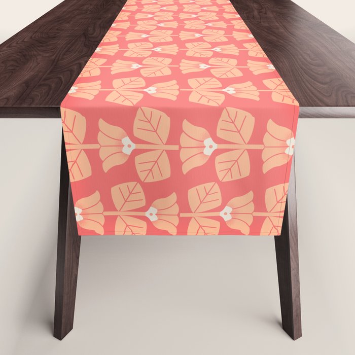 Retro Peach Blossoms Pattern Table Runner Gallery Image 1