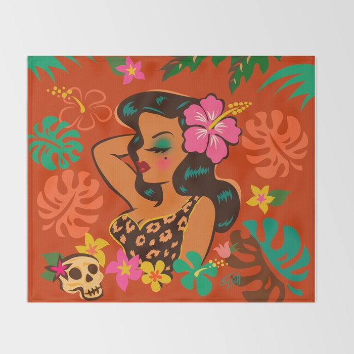 Tropical Tiki Girl Throw Blanket Gallery Image 2