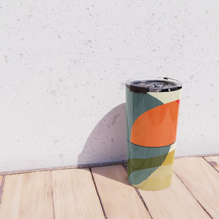 mid century geometric modern painting abstract II Travel Mug Gallery Image 4
