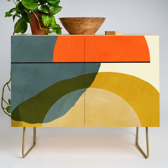 mid century geometric modern painting abstract II Credenza Gallery Image 1