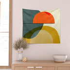 mid century geometric modern painting abstract II Wall Tapestry Gallery Image 2