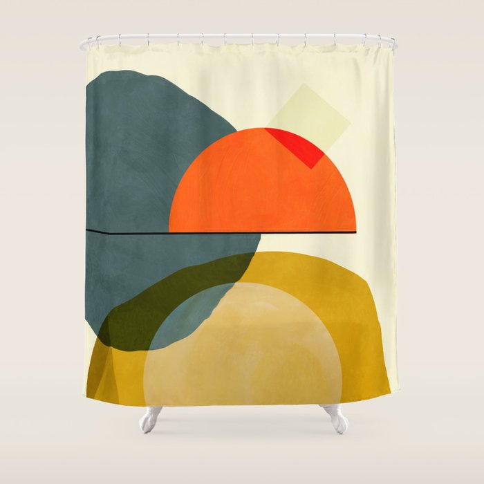 mid century geometric modern painting abstract II Shower Curtain Gallery Image 1