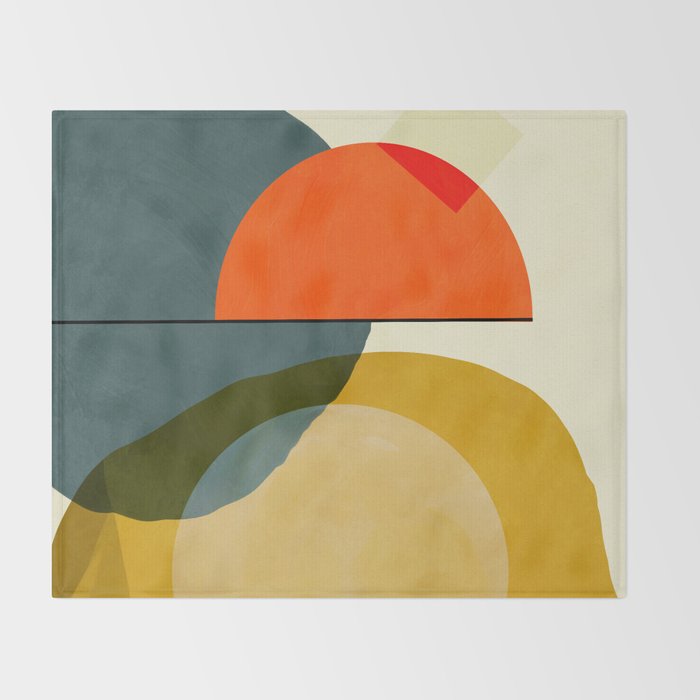 mid century geometric modern painting abstract II Throw Blanket Gallery Image 2