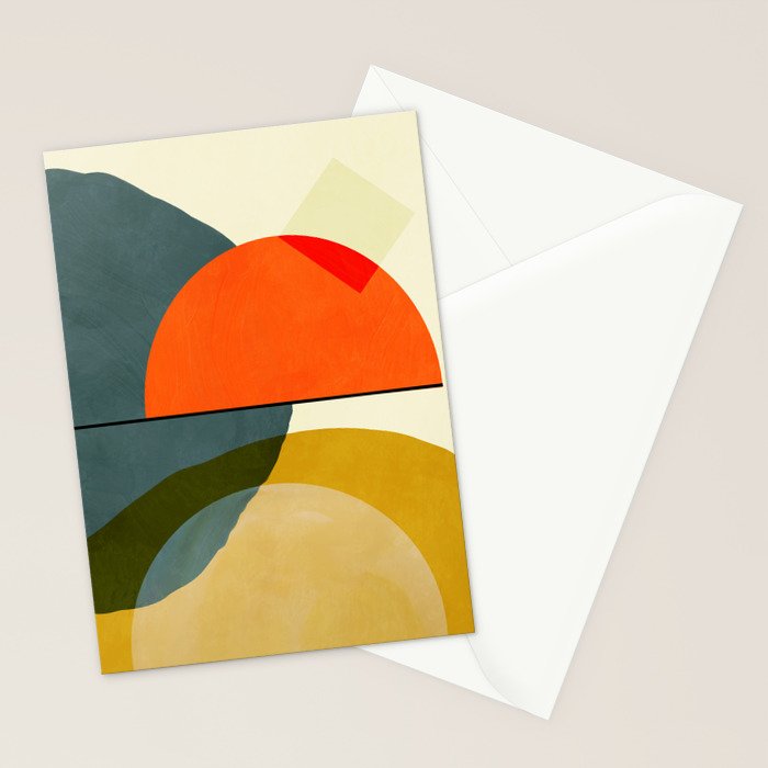 mid century geometric modern painting abstract II Stationery Card Gallery Image 2