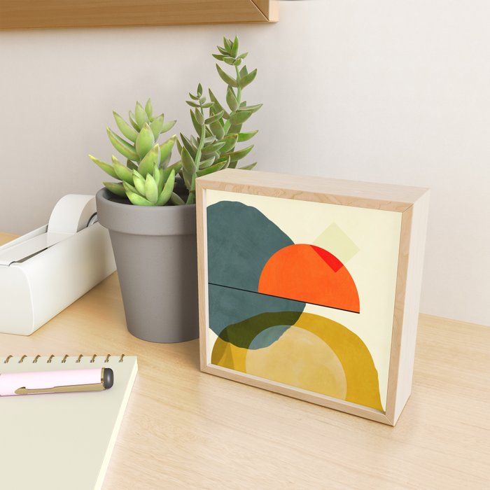mid century geometric modern painting abstract II Mini Art Print Gallery Image 2
