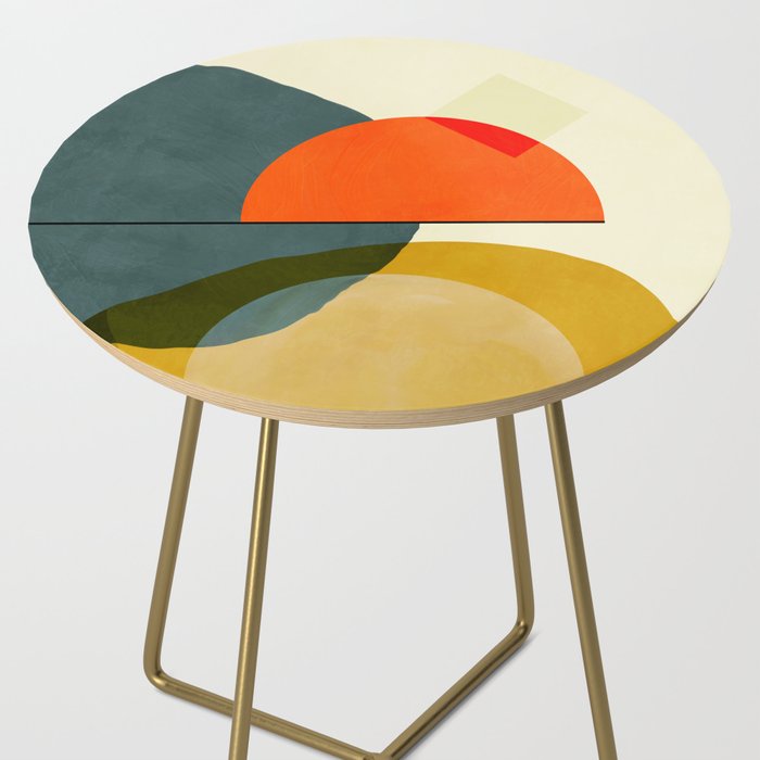 mid century geometric modern painting abstract II Side Table Gallery Image 2