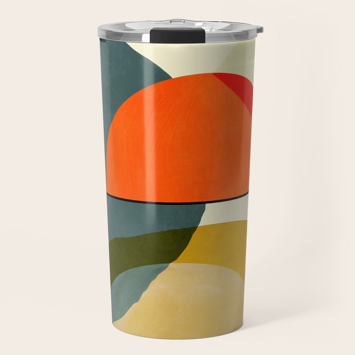mid century geometric modern painting abstract II Travel Mug Gallery Image 1