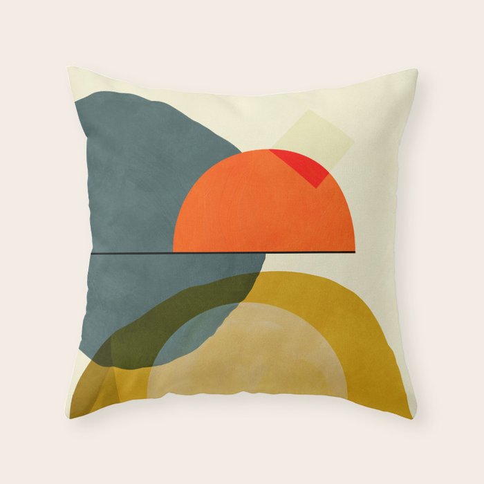 mid century geometric modern painting abstract II Throw Pillow Gallery Image 6