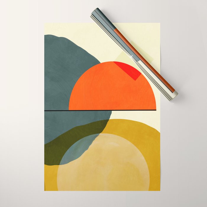 mid century geometric modern painting abstract II Wrapping Paper Gallery Image 1