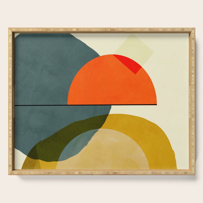 mid century geometric modern painting abstract II Serving Tray Gallery Image 1