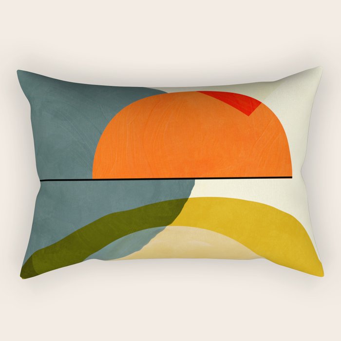 mid century geometric modern painting abstract II Rectangular Pillow Gallery Image 1