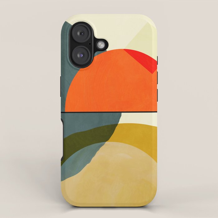 mid century geometric modern painting abstract II iPhone Case Gallery Image 1