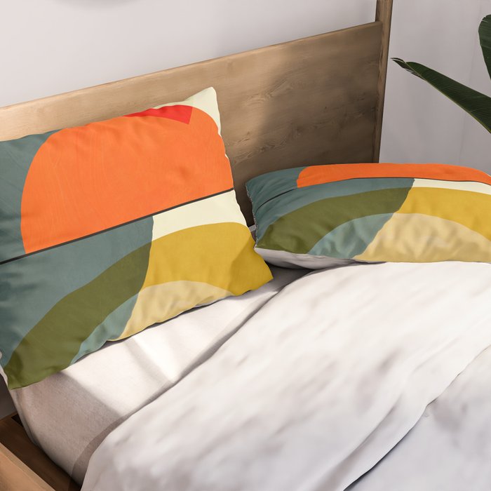 mid century geometric modern painting abstract II Pillow Sham Gallery Image 2