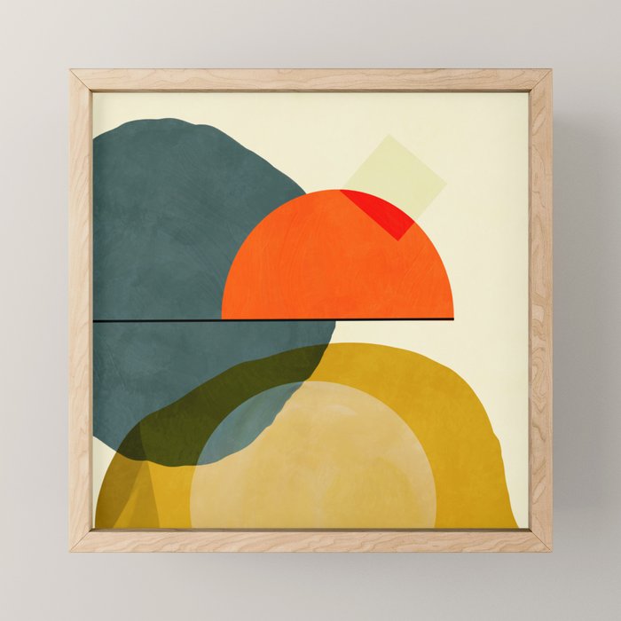 mid century geometric modern painting abstract II Mini Art Print Gallery Image 1