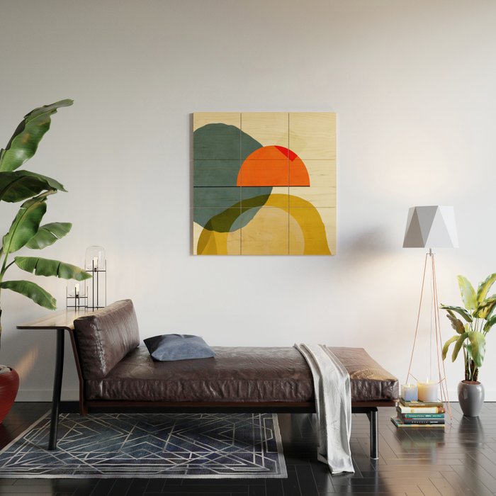 mid century geometric modern painting abstract II Wood Wall Art Gallery Image 2